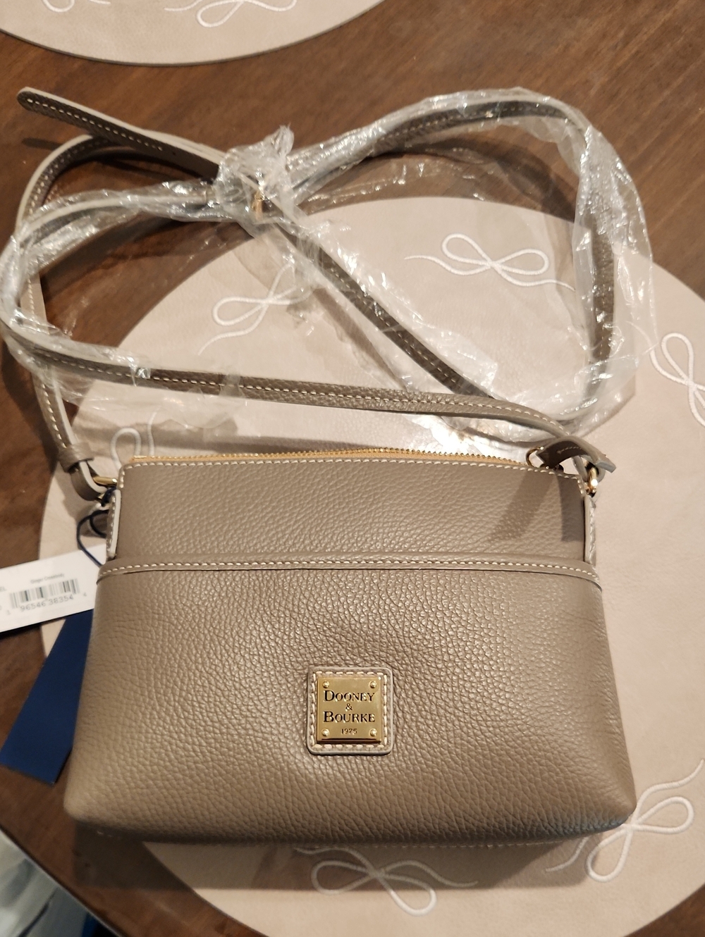 Dooney & Bourke Taupe Pebble Leather Crossbody with Gold Hardware